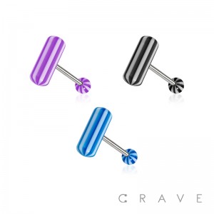 STRIPES PILL 316L SURGICAL STEEL TONGUE BARBELL